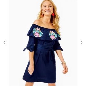 Lilly Pulitzer Vanesa Off-The-Shoulder embroidered mini dress
